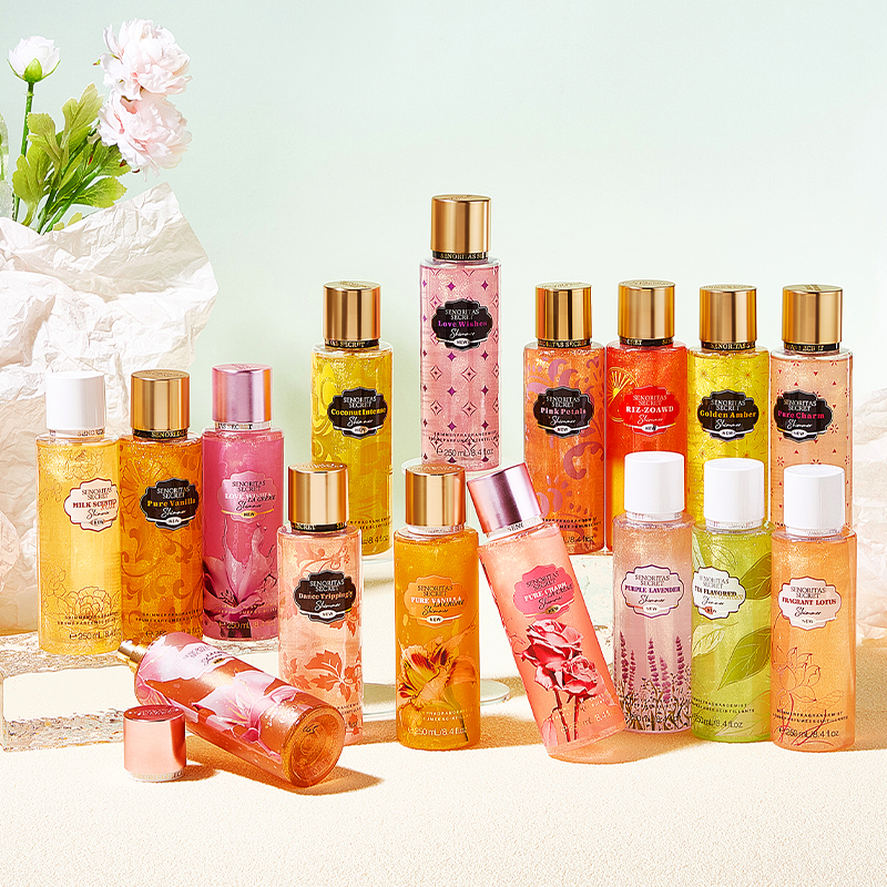 250 ml Body Spray hajustettu Glitter Shimmer Spray kukkaistuoksu Fine Mist Body Splash Mist naisille