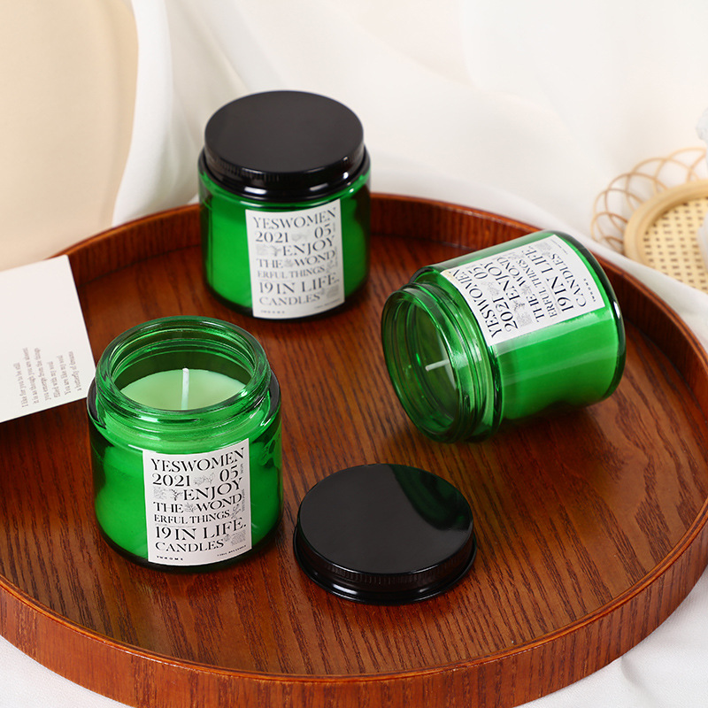 100g Candle Velas Aromaticas Green Glass Jar Tuoksukynttiläissä